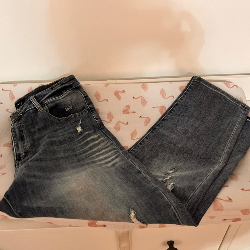 Distressed Black Women's Jeans - Classic Straight Fit